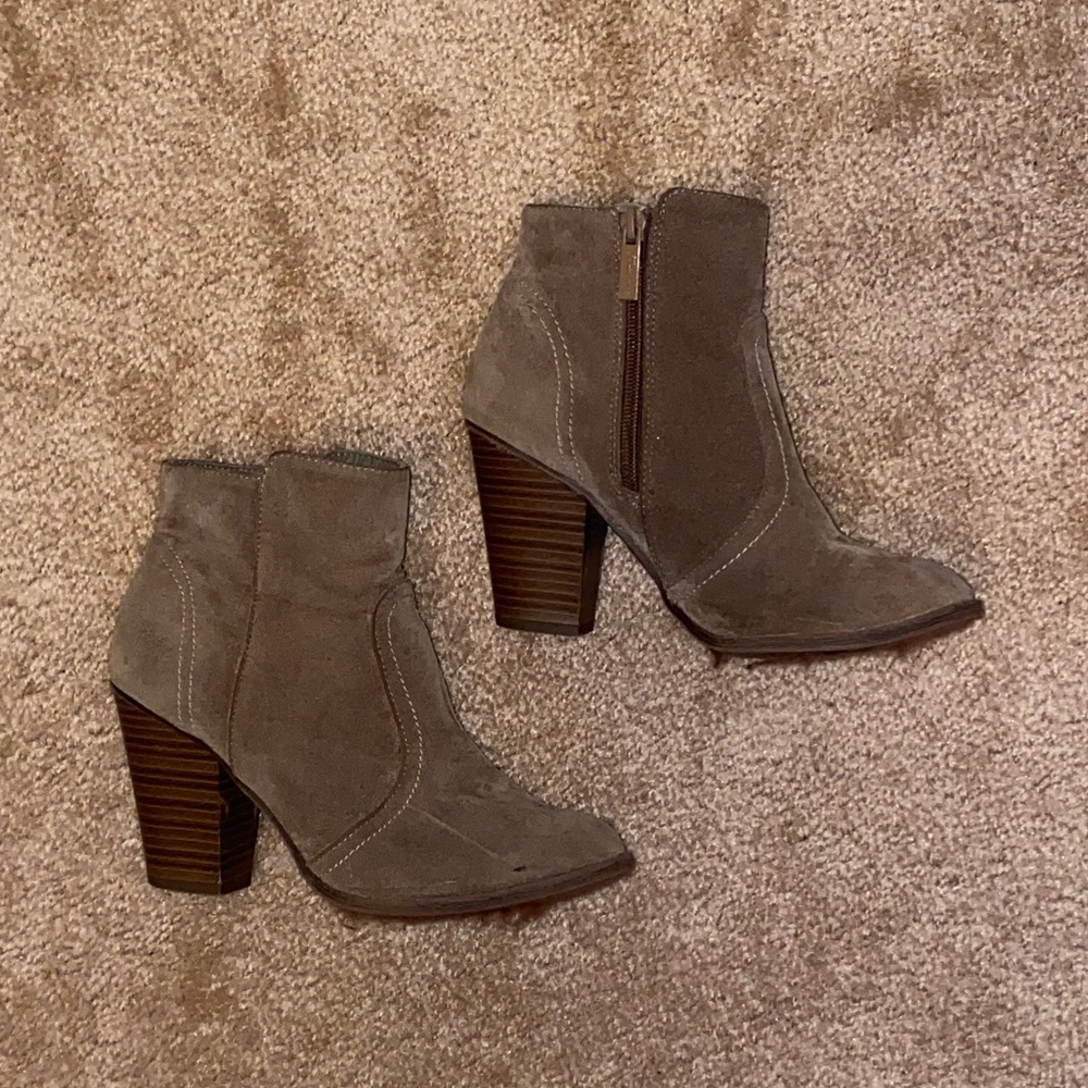 Tan Suede Cowboy Ankle Booties Size 6